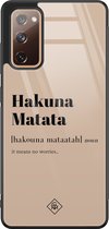 Samsung Galaxy S20 FE hoesje glas - Hakuna Matata - Bruin/beige - Hard Case Zwart - Backcover telefoonhoesje - Tekst - Casimoda