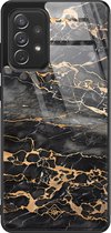 Samsung A52s hoesje glass - Marmer grijs brons | Samsung Galaxy A52 5G case | Hardcase backcover zwart