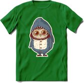 Casual haai uil T-Shirt Grappig | Dieren vissen uilen Kleding Kado Heren / Dames | Animal Skateboard Cadeau shirt - Donker Groen - M