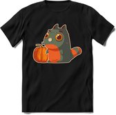 Frankenstein kat T-Shirt Grappig | Dieren katten halloween Kleding Kado Heren / Dames | Animal Skateboard Cadeau shirt - Zwart - XXL