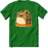 Blije kikker T-Shirt Grappig | Dieren reptielen Kleding Kado Heren / Dames | Animal Skateboard Cadeau shirt - Donker Groen - L
