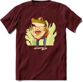 Valentijn kikker T-Shirt Grappig | Dieren Valentijnsdag Kleding Kado Heren / Dames | Animal Skateboard Cadeau shirt - Burgundy - XXL