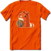 Kat en draad T-Shirt Grappig | Dieren katten Kleding Kado Heren / Dames | Animal Skateboard Cadeau shirt - Oranje - 3XL