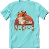 Kat murrmy T-Shirt Grappig | Dieren katten halloween Kleding Kado Heren / Dames | Animal Skateboard Cadeau shirt - Licht Blauw - XL