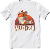 Kat murrmy T-Shirt Grappig | Dieren katten halloween Kleding Kado Heren / Dames | Animal Skateboard Cadeau shirt - Wit - XXL
