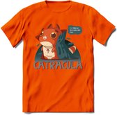Graaf catracula T-Shirt Grappig | Dieren katten halloween Kleding Kado Heren / Dames | Animal Skateboard Cadeau shirt - Oranje - XL