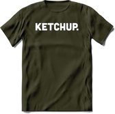 Ketchup - Snack T-Shirt | Grappig Verjaardag Kleding Cadeau | Eten En Snoep Shirt | Dames - Heren - Unisex Tshirt | - Leger Groen - XXL