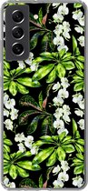 Geschikt voor Samsung Galaxy S21 FE hoesje - Blad - Orchidee - Patronen - Siliconen Telefoonhoesje