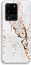 Case Company® - Galaxy S20 Ultra hoesje - Goud marmer - Soft Case / Cover - Bescherming aan alle Kanten - Zijkanten Transparant - Bescherming Over de Schermrand - Back Cover