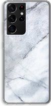 CaseCompany® - Galaxy S21 Ultra hoesje - Witte marmer - Soft Case / Cover - Bescherming aan alle Kanten - Zijkanten Transparant - Bescherming Over de Schermrand - Back Cover