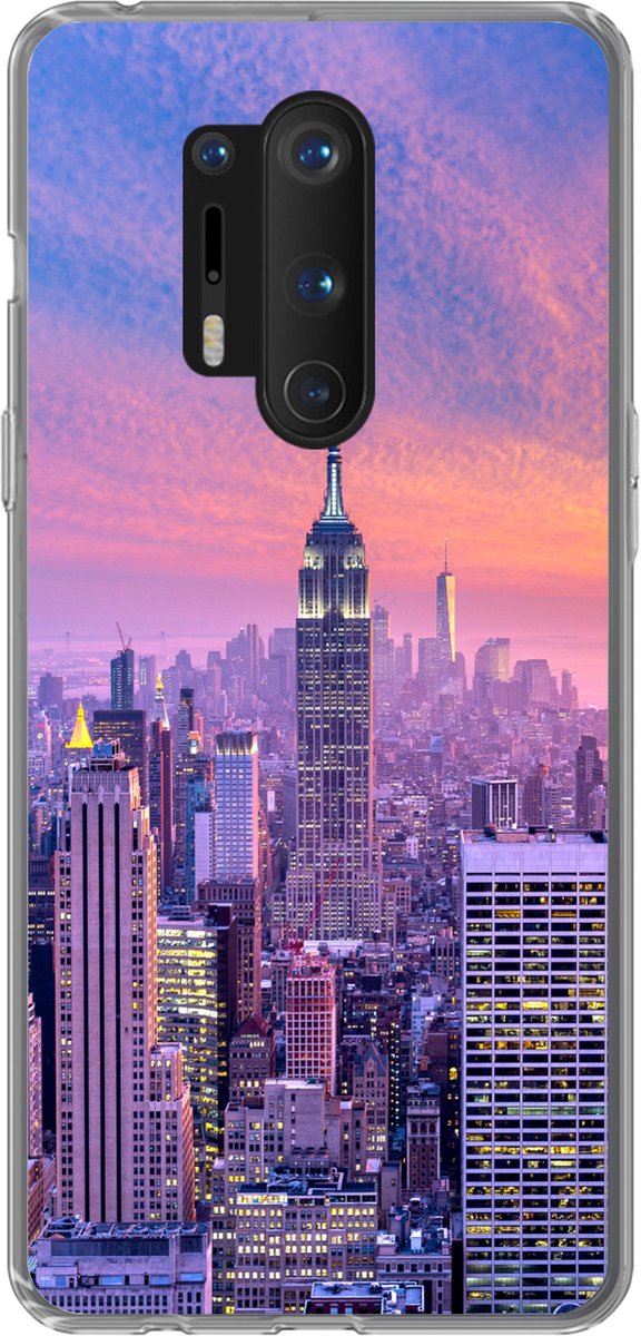 Telefoonhoesje Geschikt voor OnePlus 8 Pro hoesje - New York - Kleuren - Skyline - Siliconen Telefoonhoesje Telefoonhoesje