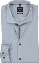 OLYMP No. 6 Six super slim fit overhemd - mouwlengte 7 - wit met licht- en donkerblauw poplin - Strijkvriendelijk - Boordmaat: 41