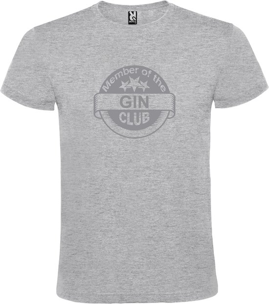 Grijs  T shirt met  " Member of the Gin club "print Zilver size XXXXL