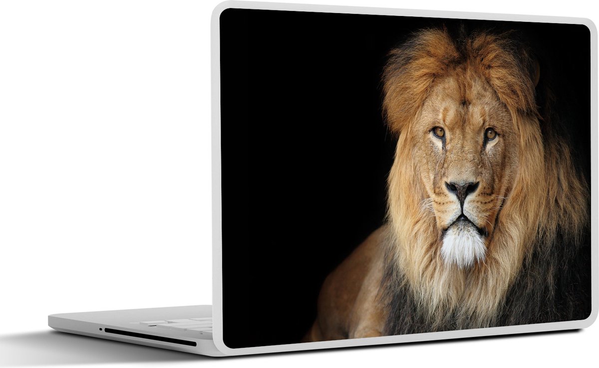 Laptop sticker - 14 inch - Een leeuw weergegeven op een zwarte achtergrond - 32x5x23x5cm - Laptopstickers - Laptop skin - Cover