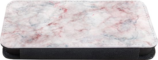 Telefoonhoesje Geschikt voor iPhone 13 telefoonhoesje - Marmer printen - Rood - Natuursteen - Met vakjes - Wallet case met magneetsluiting