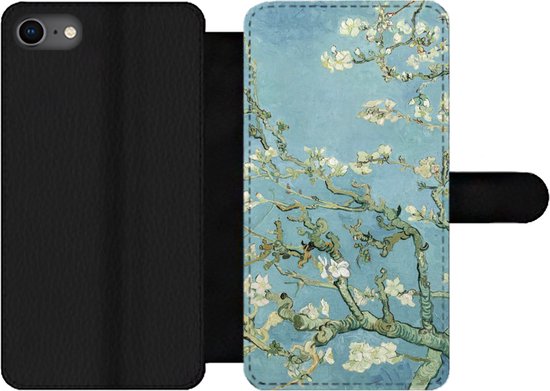 Bookcase Geschikt voor iPhone SE 2020 telefoonhoesje - Amandelbloesem - Van Gogh - Kunst - Met vakjes - Wallet case met magneetsluiting