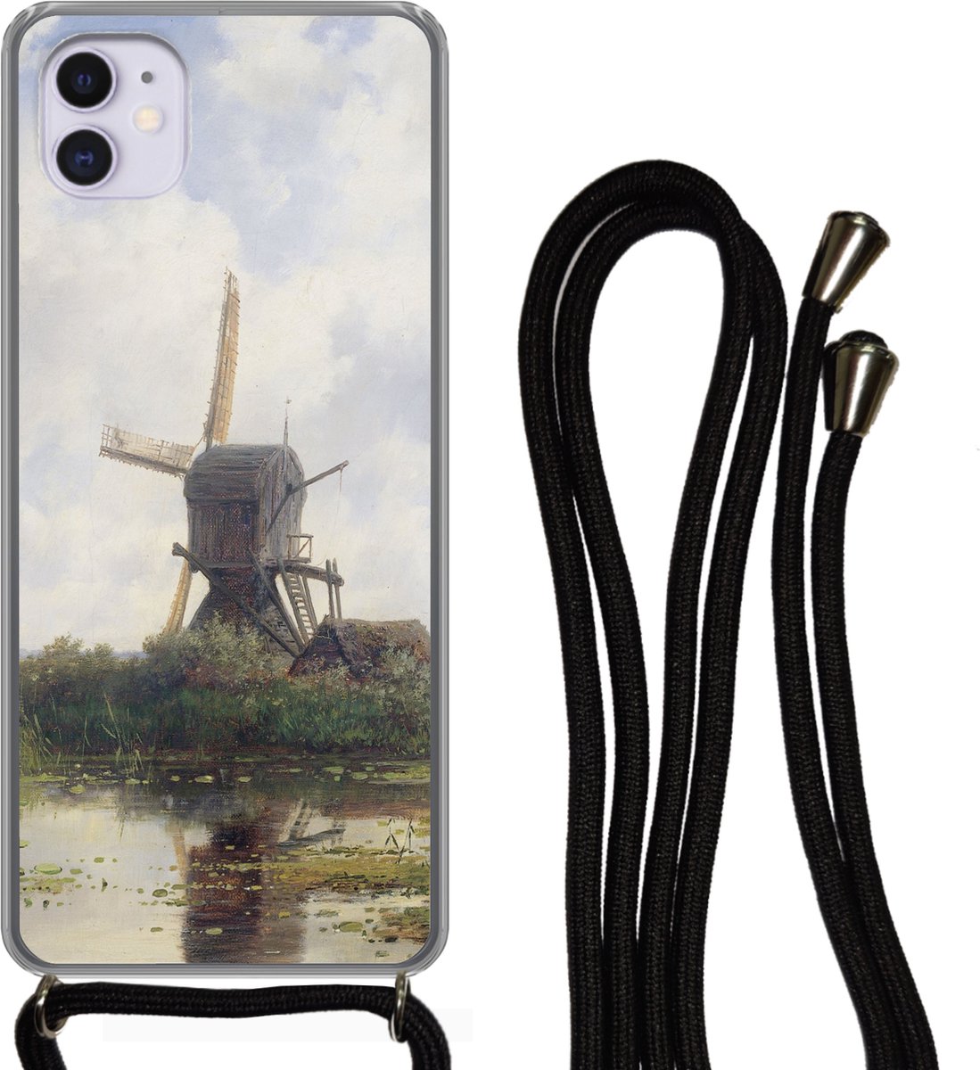 Telefoonkoord - Telefoonketting - Telefoonhoesje Geschikt voor iPhone 12 - Schilderij - Molen - Oude meesters - Siliconen - Crossbody - Telefoonhoesje met koord Telefoonhoesje