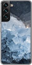 Geschikt voor Samsung Galaxy S22 hoesje - Natuursteen - Kristal - Blauw - Siliconen Telefoonhoesje
