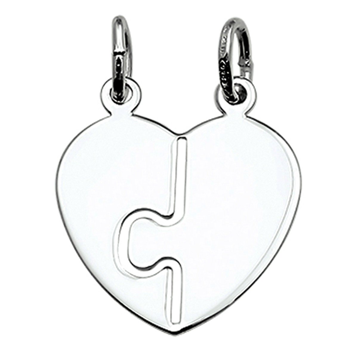 Vriendschapshartje® Breekhartje puzzelstukje zilver - hart hanger - gepersonaliseerd breekhart - inclusief graveren