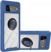 Google Pixel 6 Hoesje Schokbestendig Kickstand Back Cover Blauw