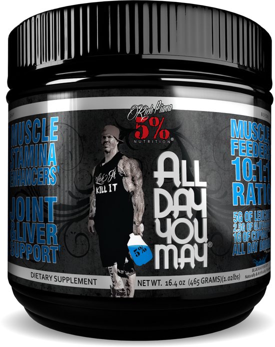 5% Nutrition Rich Piana All Day You May 30 serv — Blue Raspberry