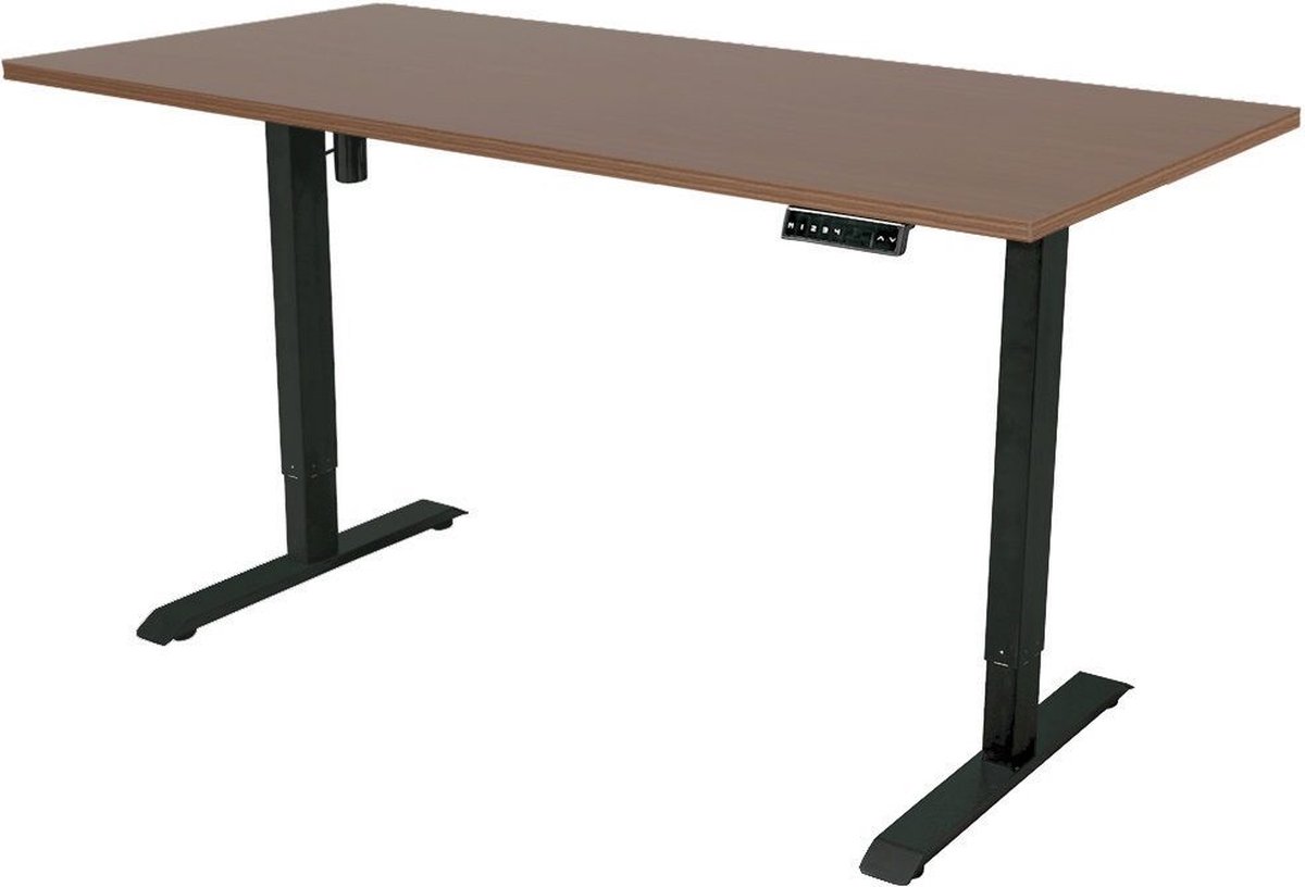 Sedero Elektrisch verstelbaar bureau - 180x80 cm - Single motor - Zwart met Donker eiken