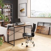 Computertafel, opklapbaar bureau met 8 haken, werkplek, geen gereedschap nodig, industrieel ontwerp, voor thuiskantoor, laptop en PC, vintage bruin-zwart HMLWD42X