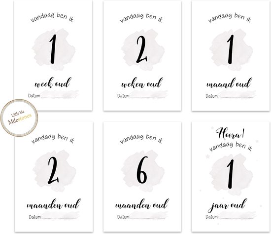 MSTB001 - 12 Mijlpaalkaarten - Milestone kaarten - Mijlpaal - Babykaart - Mijlpaal baby - Babykaarten - Milestone baby cards - babycadeau -kraamcadeau (12 stuks) van Merkloos — afbeelding 3
