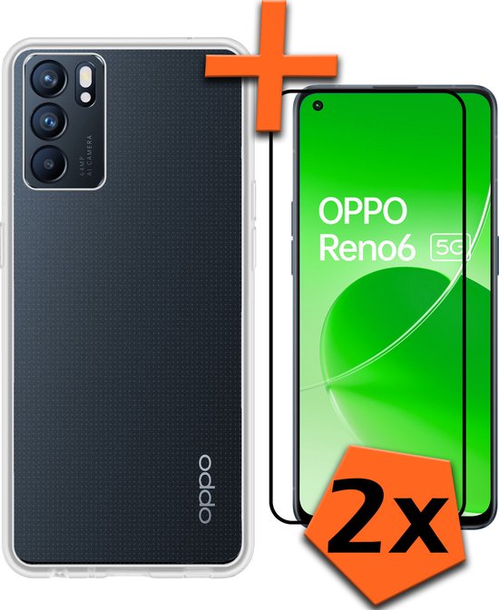 Coque Oppo Reno 6 5G Avec 2x Protecteurs D'écran - Coque Oppo Reno 6 5G Siliconen Transparent - Coque Oppo Reno 6 5G Avec 2x Verres De Protection