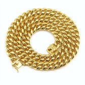 ICYBOY 18K Massieve Klassieke Verguld Gouden Herenketting Roestvrije Staal [GOLD-PLATED] [ICED OUT] [24 - 60 cm] Gold Plated Cuban Chain Necklace Stainless Steel