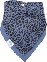 Yuuls bandana slabbetje panterdessin kobalt blauw