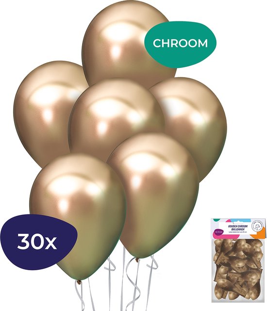 Luxe Gouden  Ballonnen - Chroom Ballon - Verjaardag Versiering - Latex Helium Ballonnenset - Metallic Gold Chrome - Geschikt voor Ballonnenboog en Pilaar – Goud Feestje – 30 stuks
