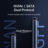 Aluminium dual protocol NVMe M.2 SSD/M.2 SSD behuizing 10Gbps – Sky Grey