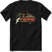 Fishing Club - Vissen T-Shirt | Grappig Verjaardag Vis Hobby Cadeau Shirt | Dames - Heren - Unisex | Tshirt Hengelsport Kleding Kado - Zwart - XXL