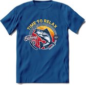 Time To Relax - Vissen T-Shirt | Grappig Verjaardag Vis Hobby Cadeau Shirt | Dames - Heren - Unisex | Tshirt Hengelsport Kleding Kado - Donker Blauw - S