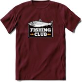 Fishing Club - Vissen T-Shirt | Grappig Verjaardag Vis Hobby Cadeau Shirt | Dames - Heren - Unisex | Tshirt Hengelsport Kleding Kado - Burgundy - S