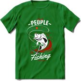 Cool People Do Fishing - Vissen T-Shirt | Rood | Grappig Verjaardag Vis Hobby Cadeau Shirt | Dames - Heren - Unisex | Tshirt Hengelsport Kleding Kado - Donker Groen - XXL