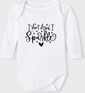 Baby Rompertje met tekst 'I don't drool, I sparkle' |Lange mouw l | wit zwart | maat 50/56 | cadeau | Kraamcadeau | Kraamkado