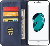 iPhone SE (2020) Hoesje van Leer Blauw - Luxe Lederen iPhone SE (2020) Hoes Met Magnetische Sluiting Blauw - Blauw Leren Bookcase Hoes Met Pashouders Voor iPhone SE (2020) - Smartphonica