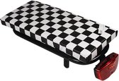 Hooodie Cushie Black Checkered - zacht en retro fietskussentje voor op bagagedrager