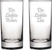 Gegraveerde longdrinkglas 28,5cl De Liefste Broer-De Liefste Zus