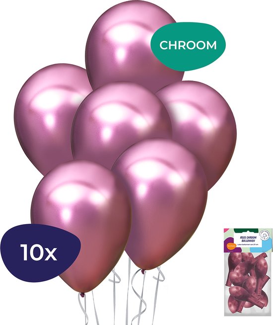 Roze Ballonnen - Chroom Metallic Ballon - Unicorn Verjaardag Versiering - Chrome Ballon - Pink Balloons - Latex Helium Ballonnenset - Geschikt voor Ballonnenboog en Pilaar – Mermaid Feestje - Eenhoorn Decoratie – 10 stuks