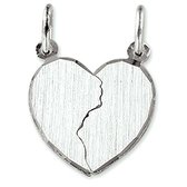 Vriendschapshartje® Breekhartje zilver mat gediamanteerd - hanger met 2 zilveren Jasseron kettingen 50cm 1mm - hart hanger - breekhart