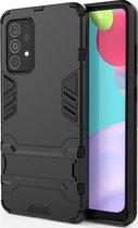 Samsung Galaxy A52 Hoesje - Mobigear - Armor Stand Serie - Hard Kunststof Backcover - Zwart - Hoesje Geschikt Voor Samsung Galaxy A52