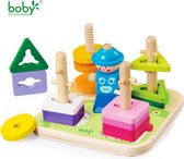 Boby Motoriekspel - Vormen Sorteren en Stapel - Doolhof puzzel - Creatieve Pin Puzzel - Sorteerspel KLEUREN & VORMEN - intelligentie roterende geometrische vorm cognitieve kolommen - Puzzelsp