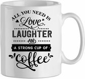 Mok 'All you need is love, laughter and a strond cup of coffee' | Coffee| Koffie| Kadootje voor hem| Kadootje voor haar