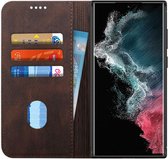 Samsung Galaxy S22 Ultra Hoesje Book Case Kunstleer Cover Bruin