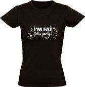 I'm Fat Let's party | Dames T-shirt | Zwart | Sier | Ster | Feest | Dansen | Jolig