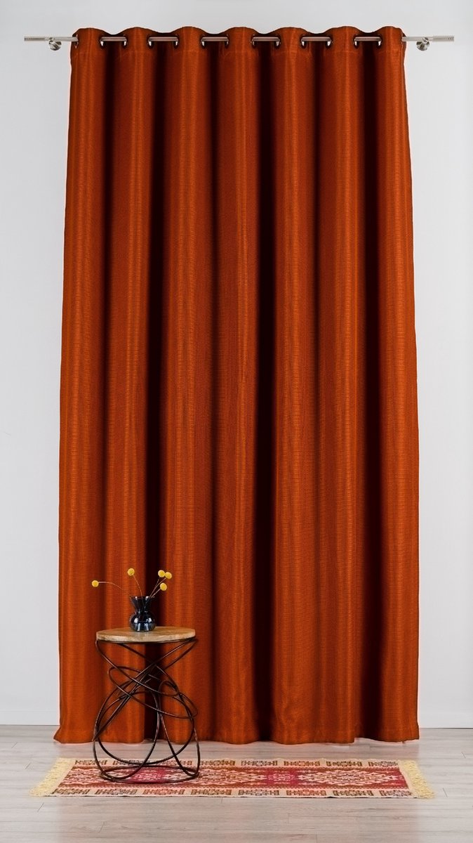 Cheer-Gordijn Kant en Klaar-Terracotta-140x260 cm-met ringen-Wave