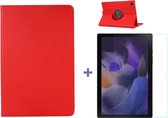 Samsung Galaxy Tab A8 Hoes Rood - Samsung Tab A8 hoesje 2021 - tablethoes draaibare book case Samsung Tab A8 Screenprotector / tempered glass